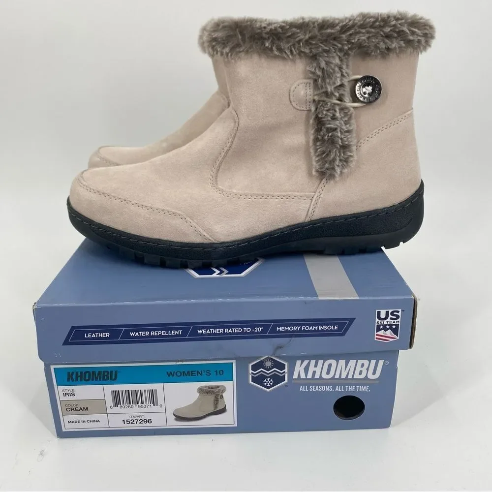Khombu Women's Cream Ankle Boots size 10 New in Box